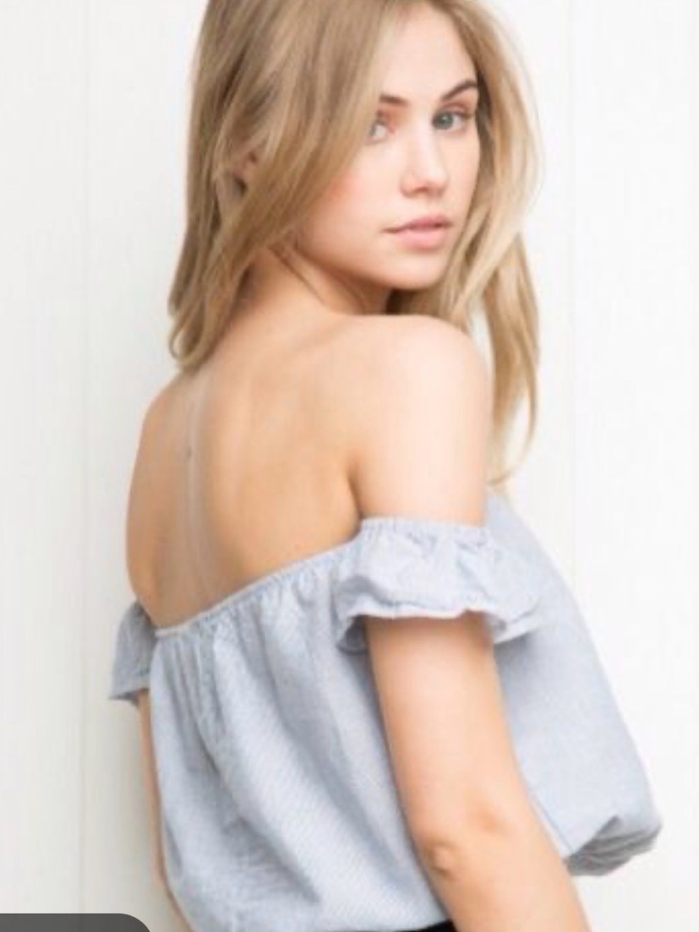 Brandy Melville Light Blue Off-Shoulder Crop Top